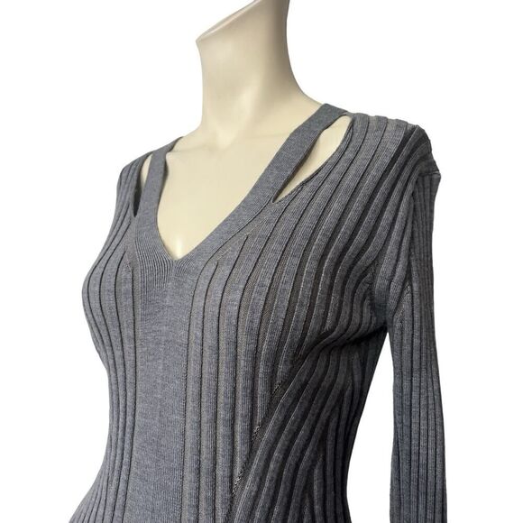 Proenza Schouler Sweater Womens Medium Merino Ribbed Knit V Neck White Label New - Picture 3 of 8